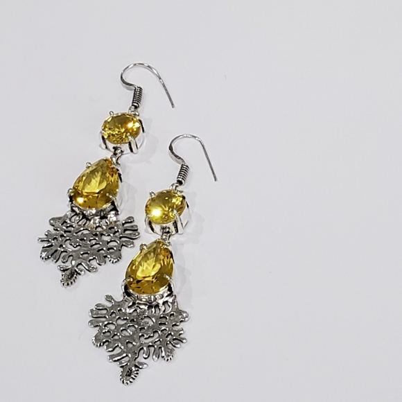 Beautiful Handmade Citrine Gemstone 925 Drop Dangle Earrings - Picture 2 of 11